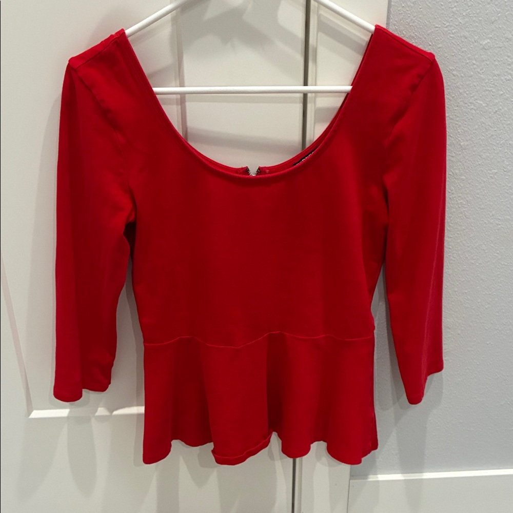 Express Red Peplum Scoop Neck Top